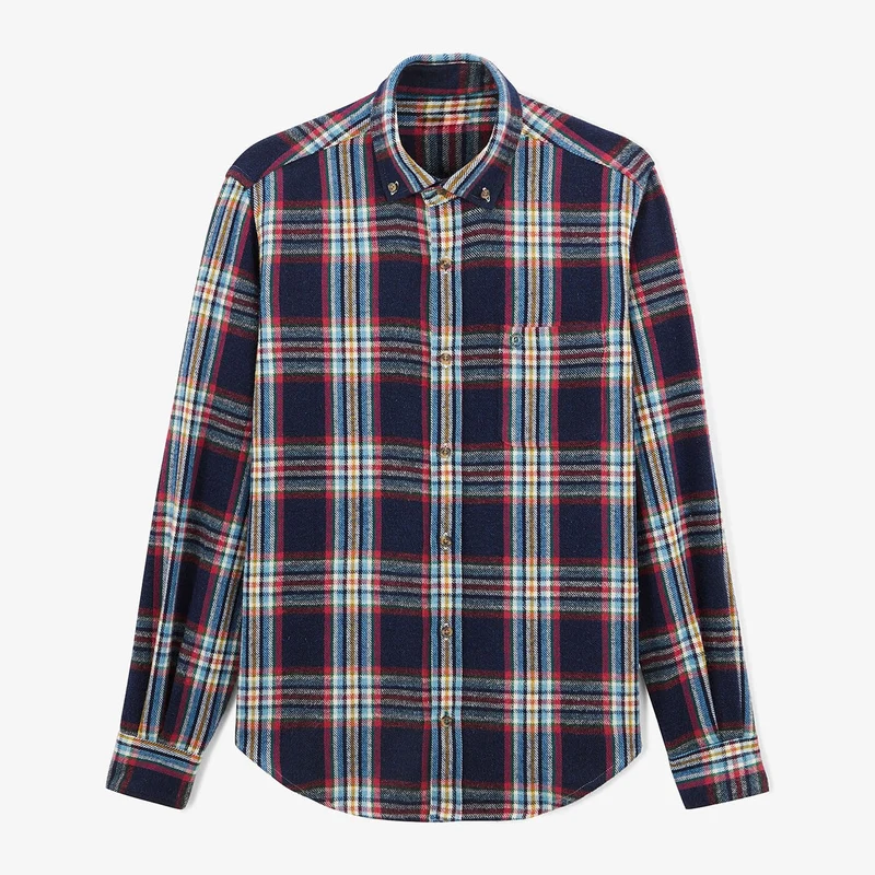 Chemise SBPLAY à carreaux bleu foncé manches longues en coton