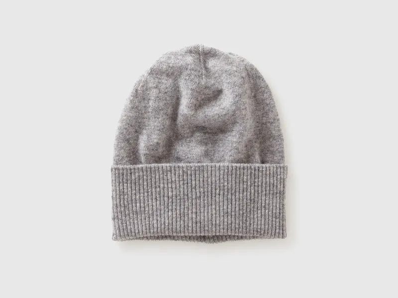 Cappello grigio mélange in pura lana Merino