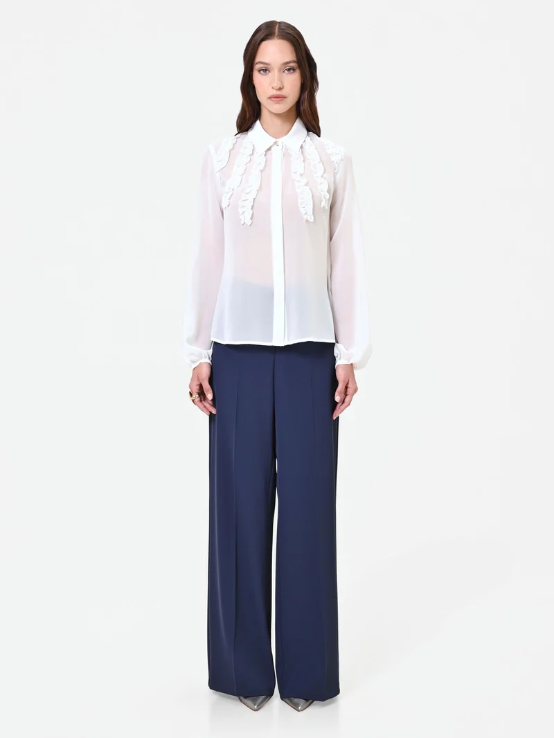 Camicia panna con ruches verticali