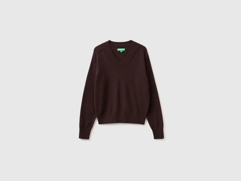 Maglia morbida con scollo a V in misto cashmere