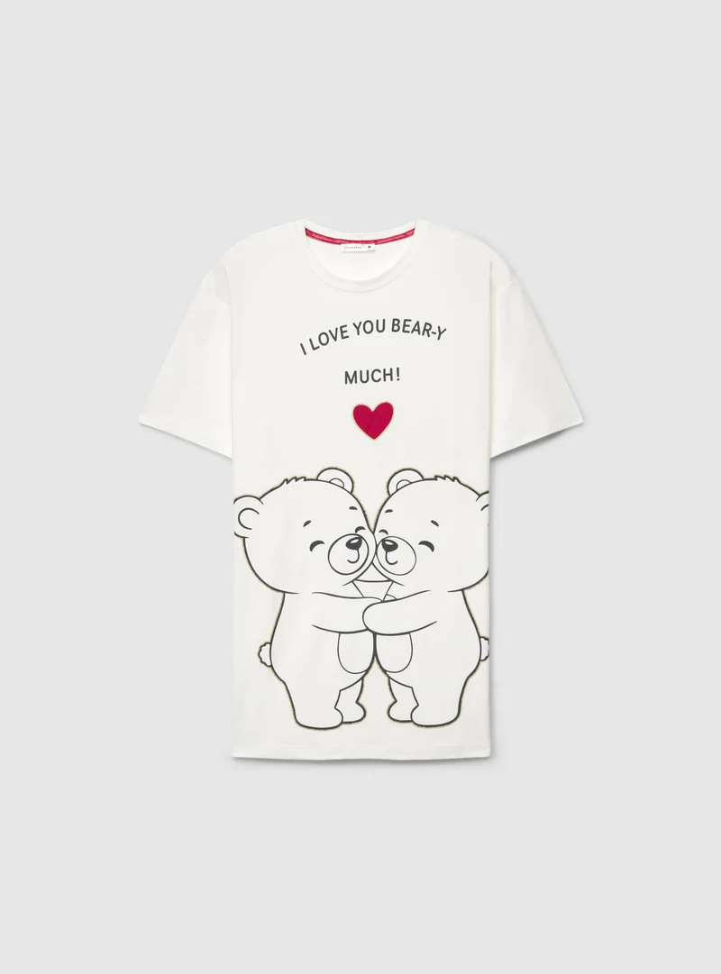 T-shirt pigiama con maxi stampa animaletti
