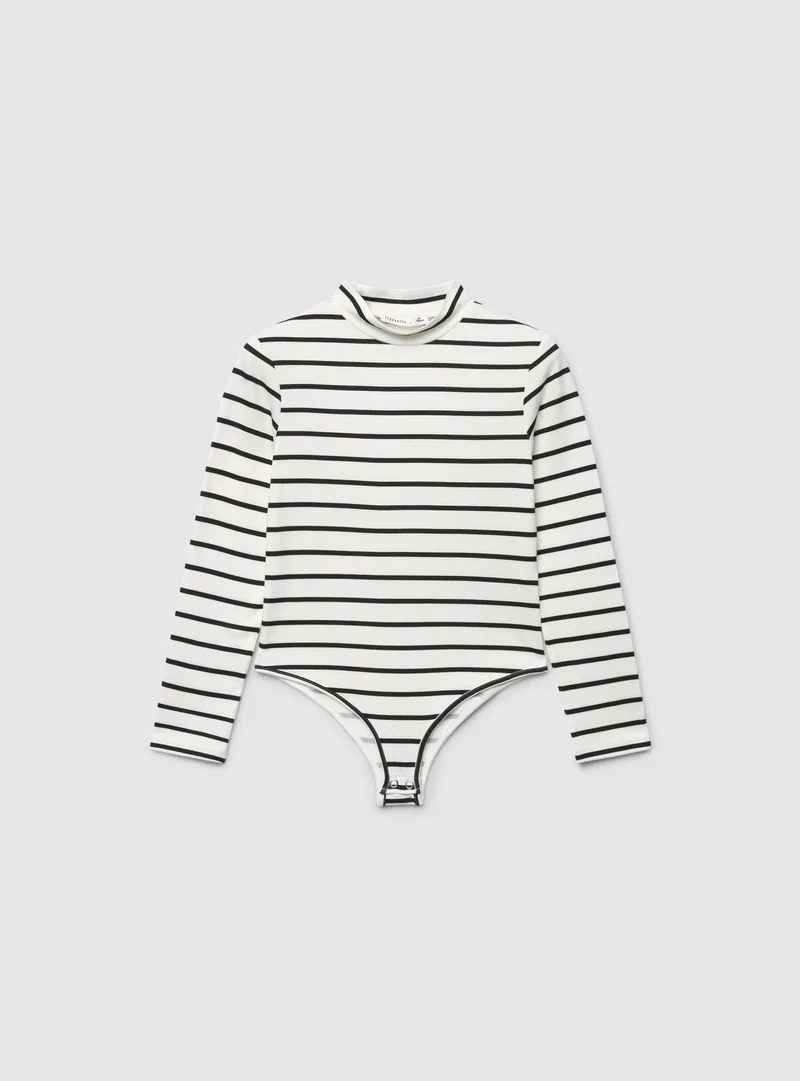 T-shirt body a righe a maniche lunghe