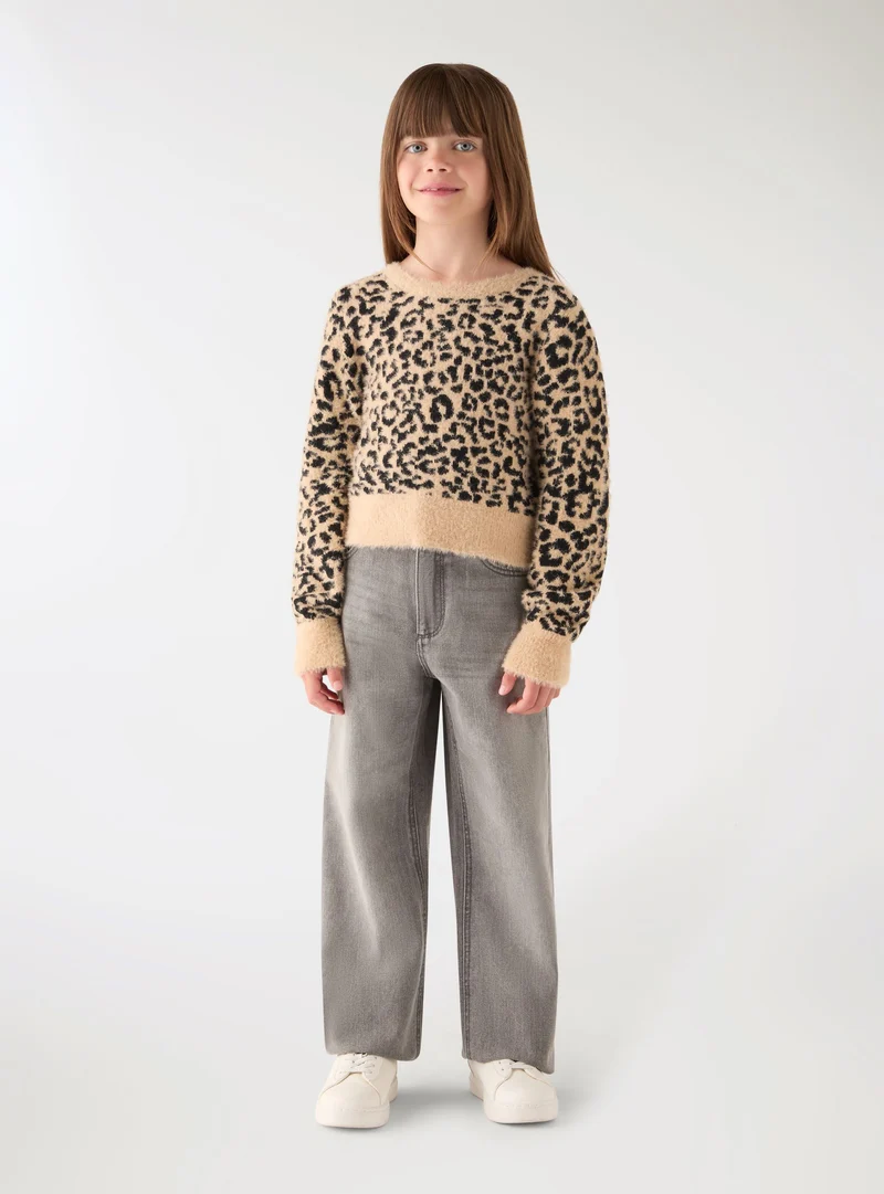 Jeans wide leg a tinta unita
