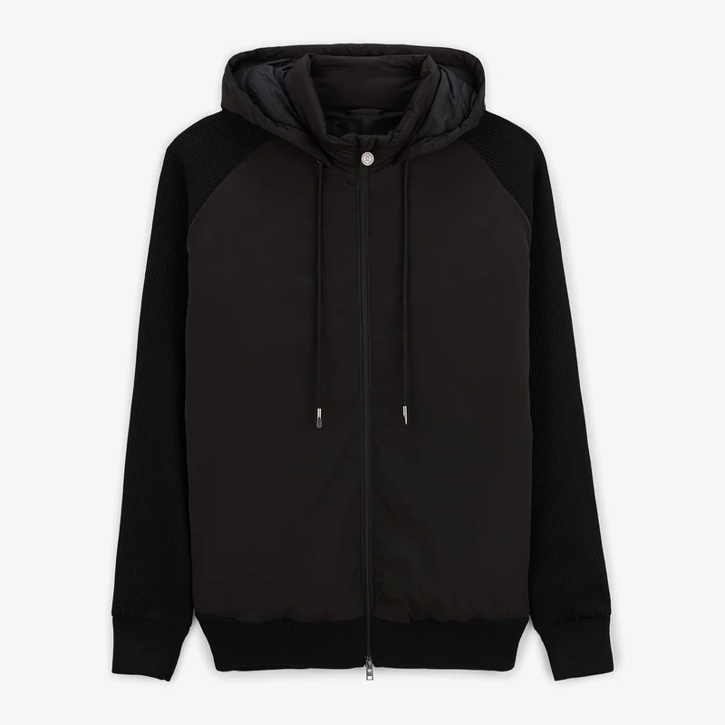 Doudoune en maille noire Gasparus manches longues