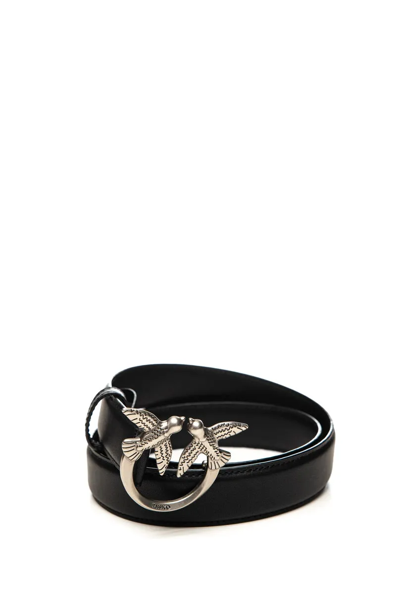 Cintura Pinko Love Berry H3 Belt Da Donna Nera Fibbia Acciaio