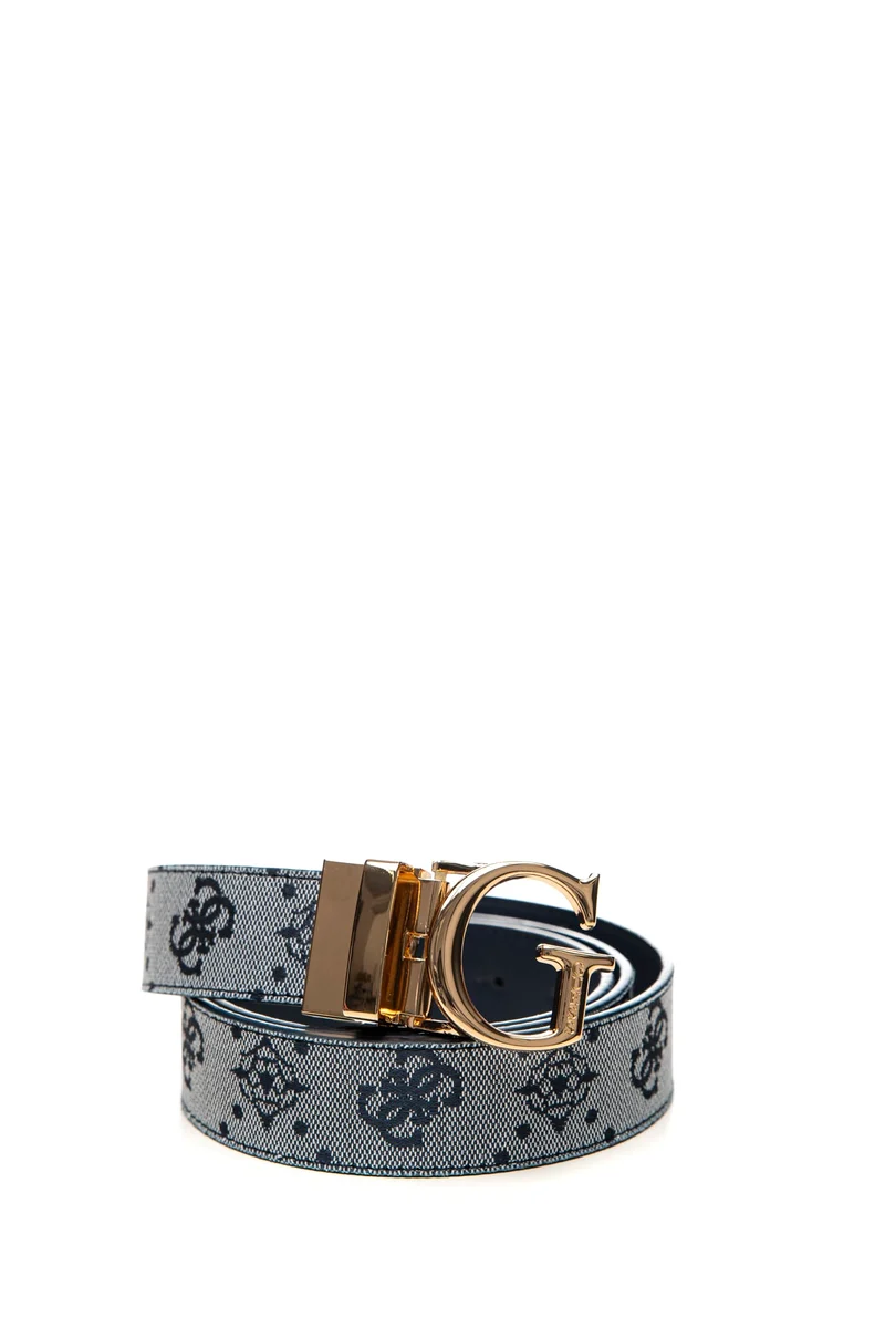 Cintura Guess Neda Belt 30 Da Donna Blu Bianco Jacquard Loghi 4 G Blu In Poliuretano