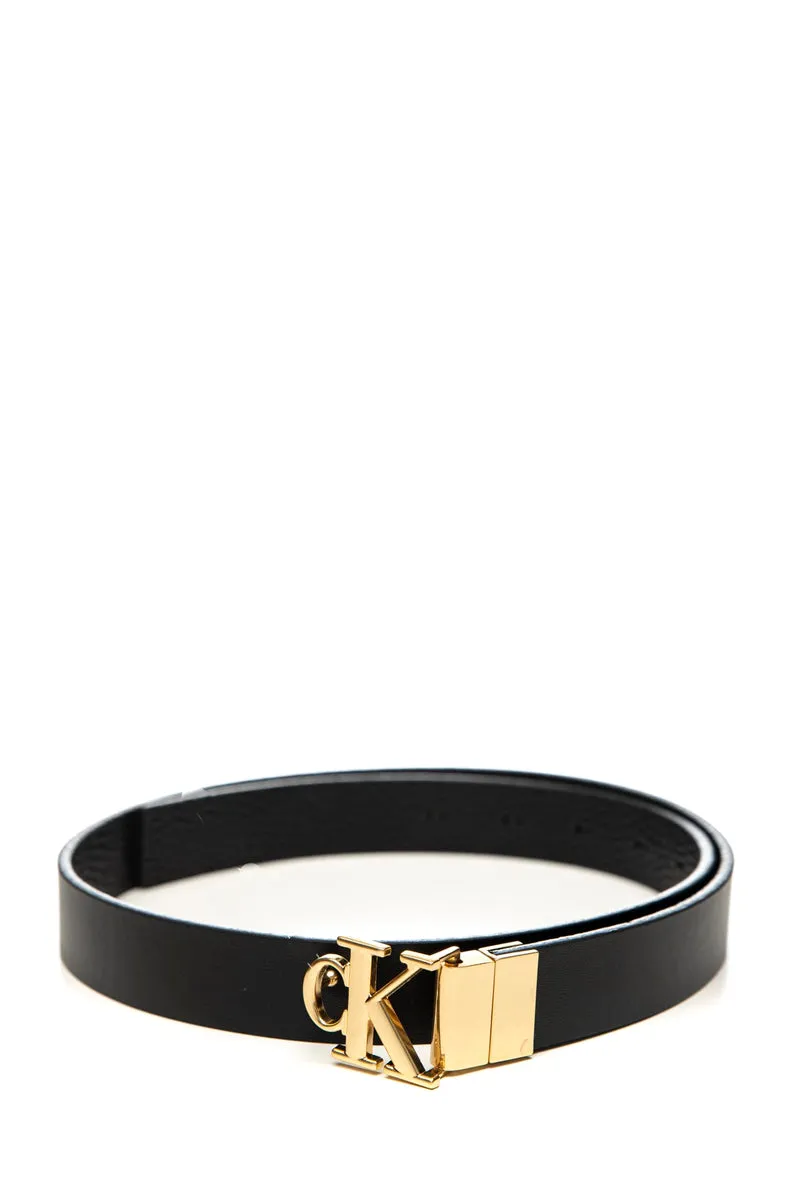 Cintura Calvin Klein Mono Plaque CK Buckle Gold Belt 25 Nera