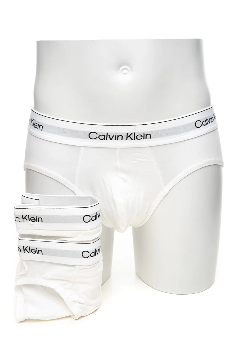 Slip Calvin Klein Hip Brief 3 Pack Icon Cotton Stretch Bianco