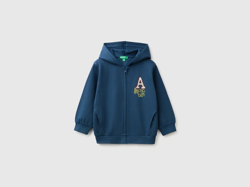 Felpa in cotone bio con cappuccio e stampe