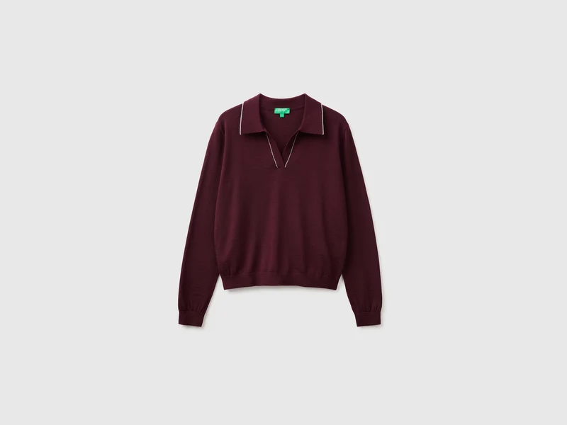 Polo in maglia in pura lana Merino