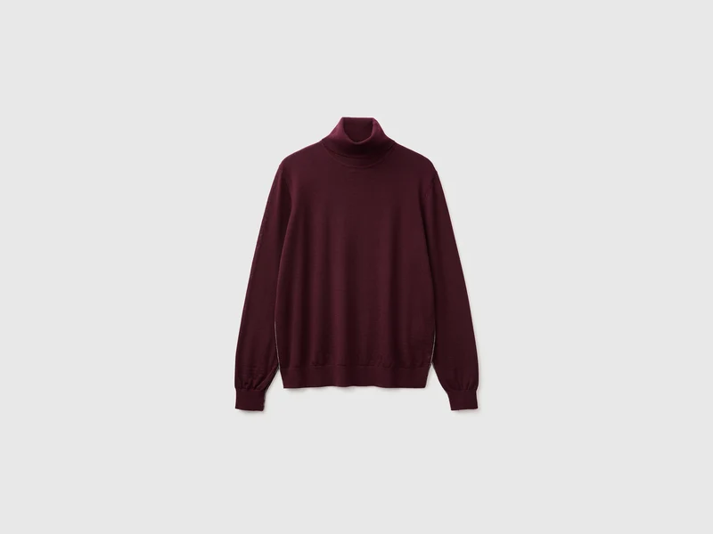 Maglia collo alto in pura lana Merino