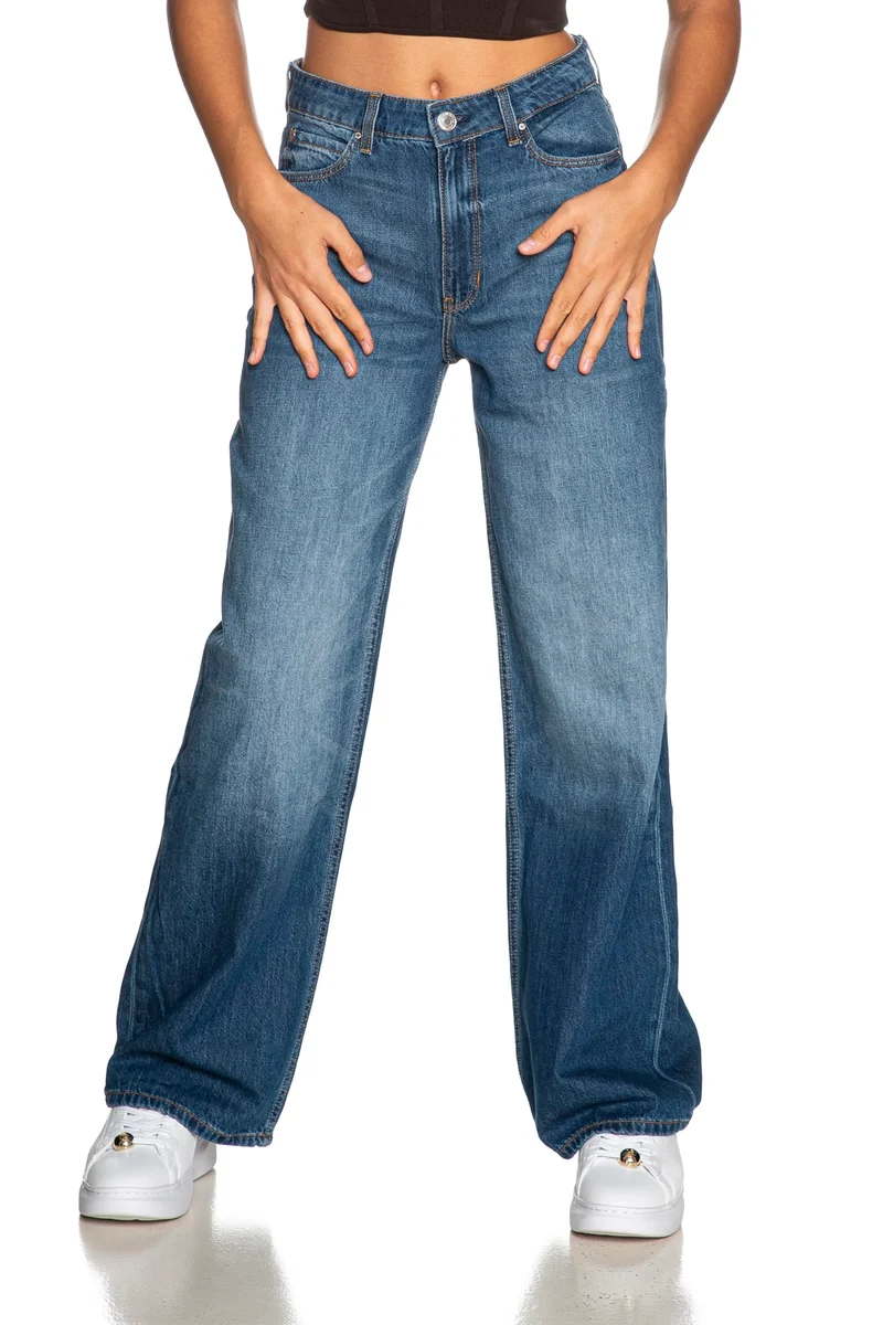 Jeans Guess Wide Leg A1 A Da Donna Denim Blu Medio