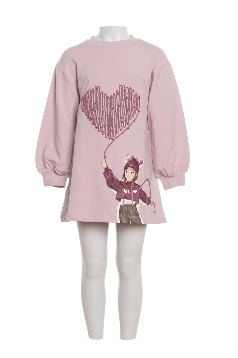 Abito In Felpa Mayoral Wool Yarn Heart Da Bambina Light Mauve
