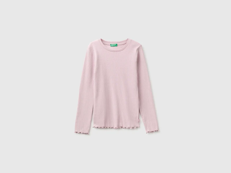 T-shirt a costine in cotone bio stretch