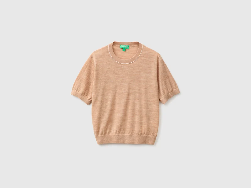 Maglia manica corta in pura lana Merino