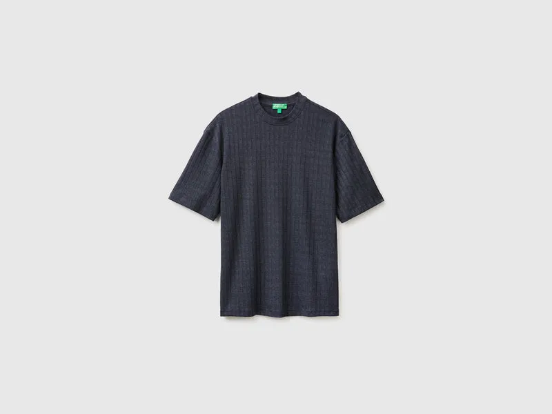 T-shirt a coste in cotone stretch
