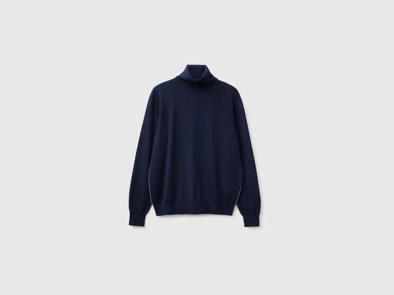 Maglia collo alto in pura lana Merino