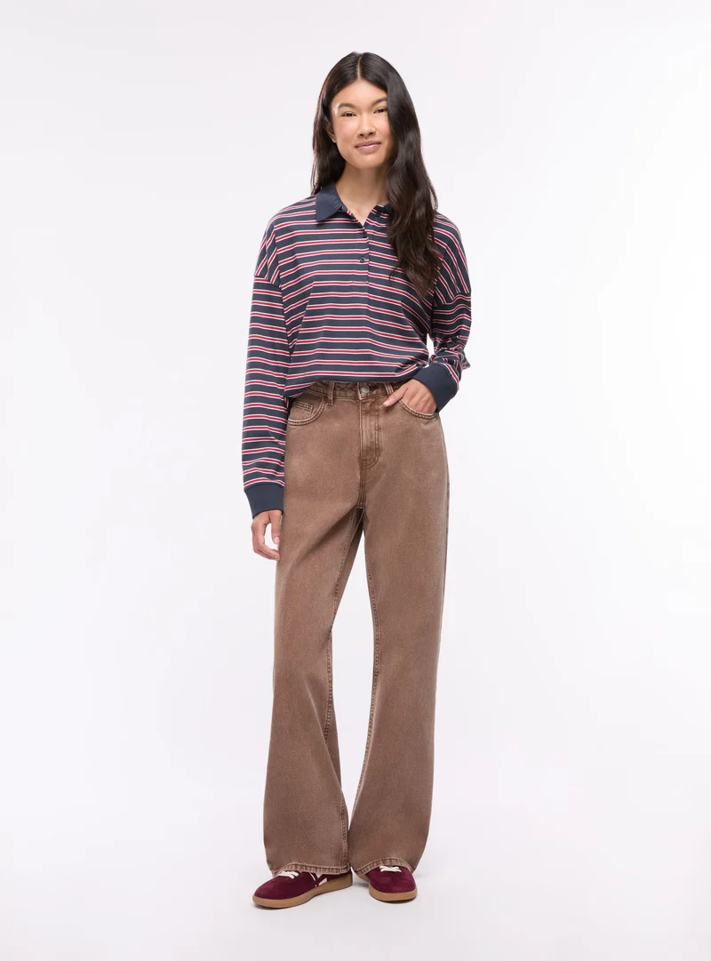 Jeans wide leg a tinta unita