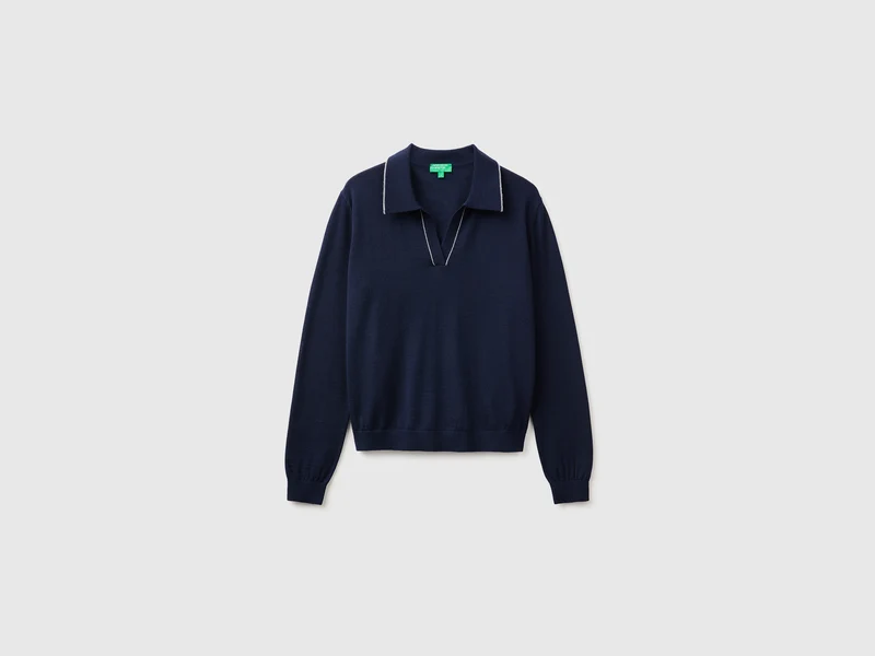 Polo in maglia in pura lana Merino