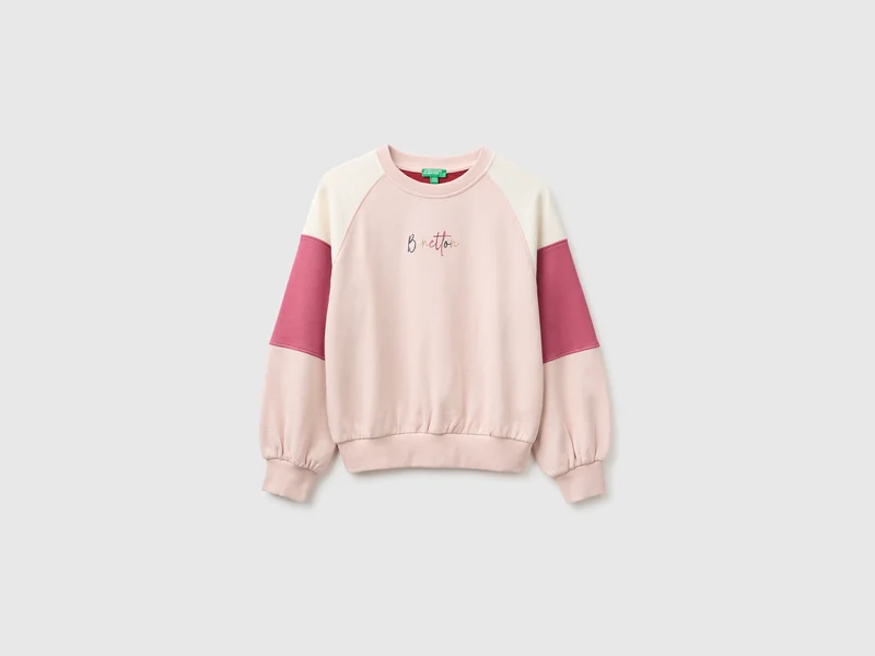 Felpa color block con ricamo