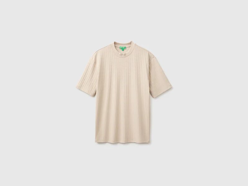 T-shirt a coste in cotone stretch