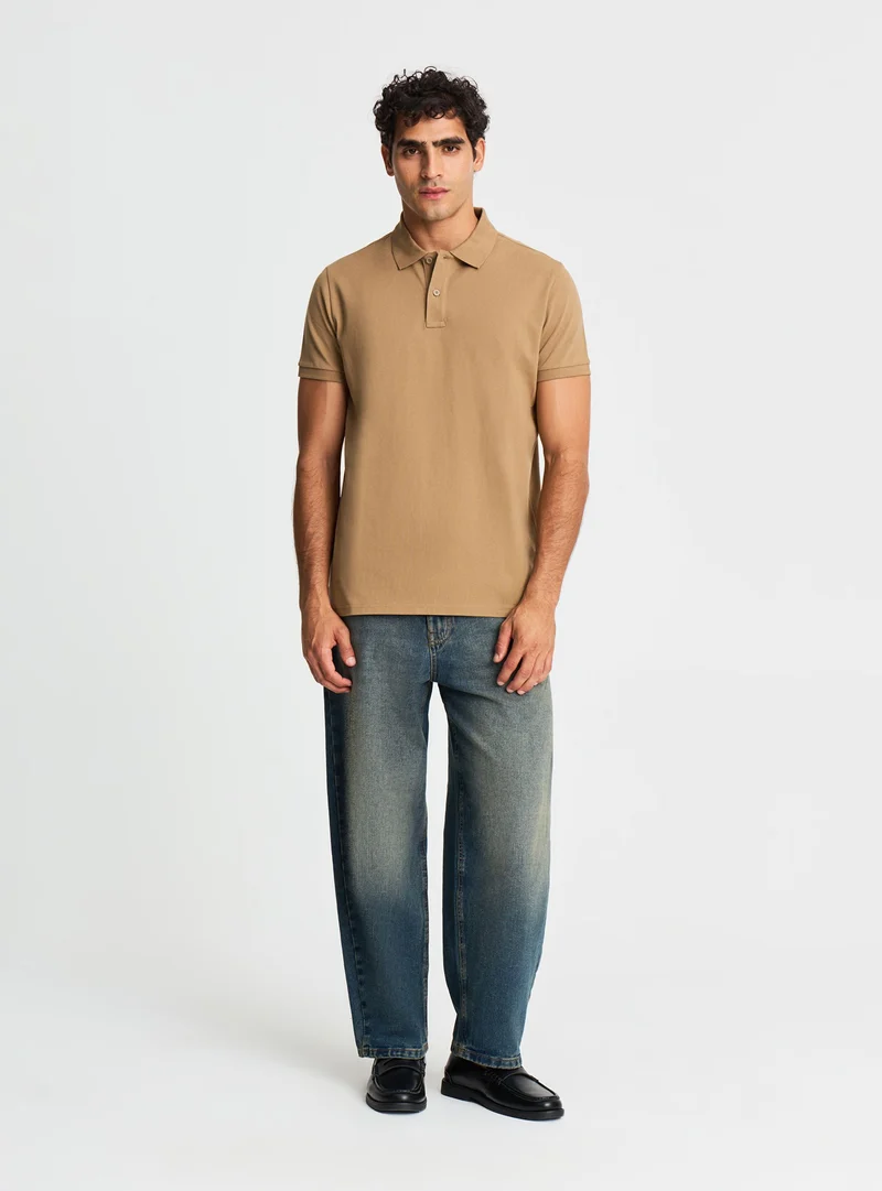 T-shirt polo a tinta unita