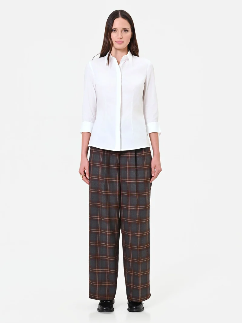 Camicia panna bianco con polsino risvoltato