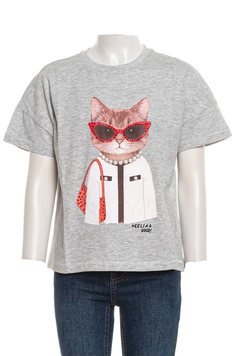 T Shirt Kids Only Baria Da Bambina Grigio Melange