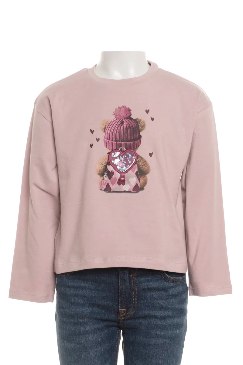 T Shirt Mayoral Beer Heart Print Da Bambina Light Mauve
