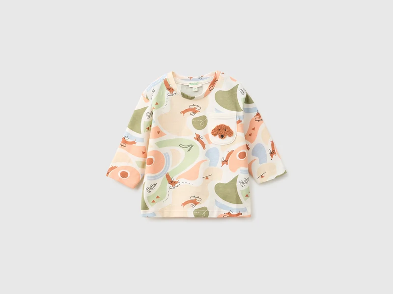 T-shirt con stampa fantasia in cotone bio