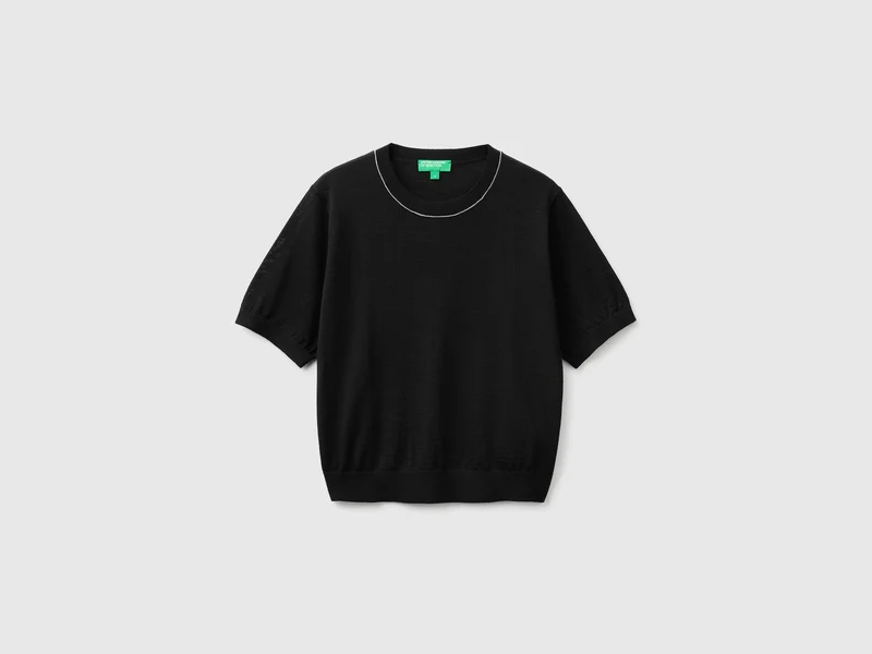 Maglia manica corta in pura lana Merino