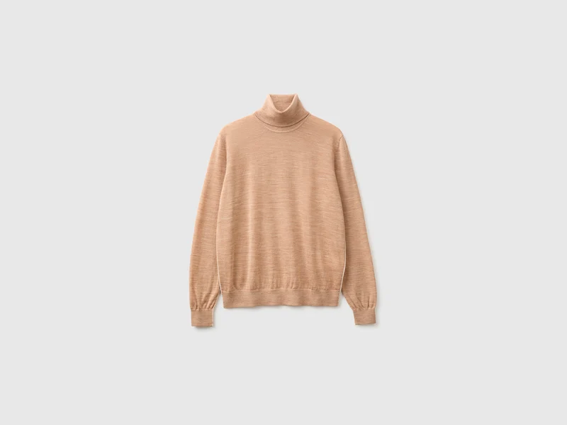 Maglia collo alto in pura lana Merino
