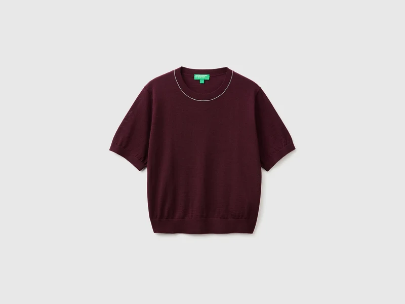 Maglia manica corta in pura lana Merino