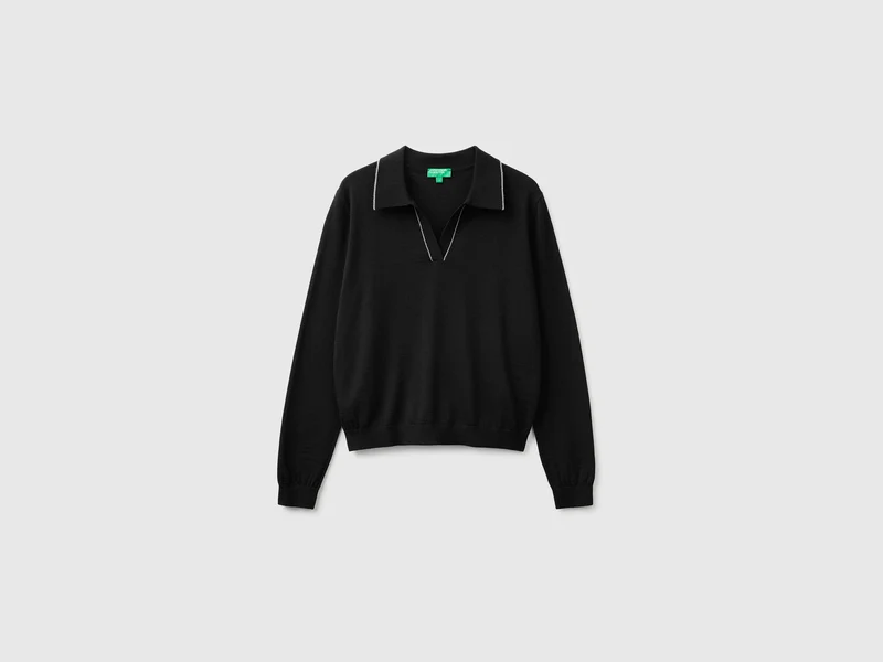 Polo in maglia in pura lana Merino