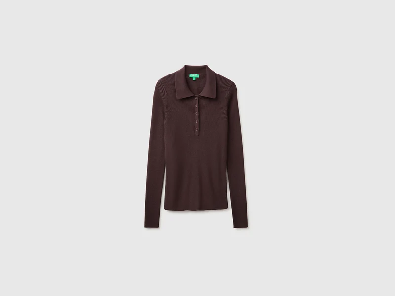 Polo in maglia di misto seta e lana