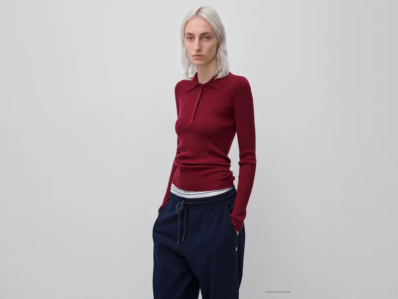 Polo in maglia di misto seta e lana