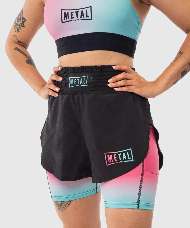 Pantaloncini MMA Kick e Allenamento Donna 2in1 Metal Boxe