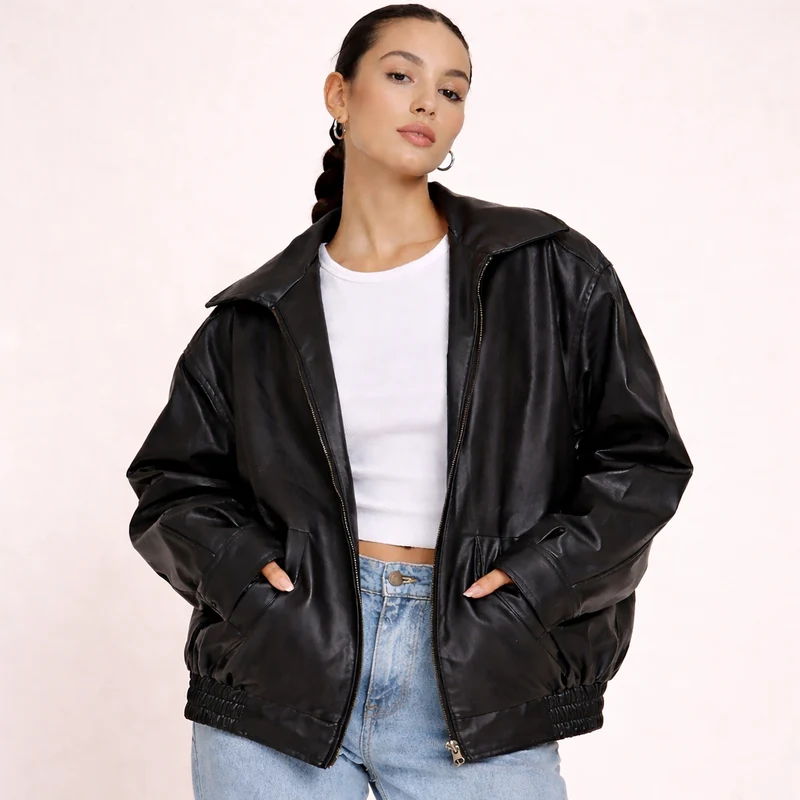 Charlotte | Women's Oversized Warm Leather Jacket