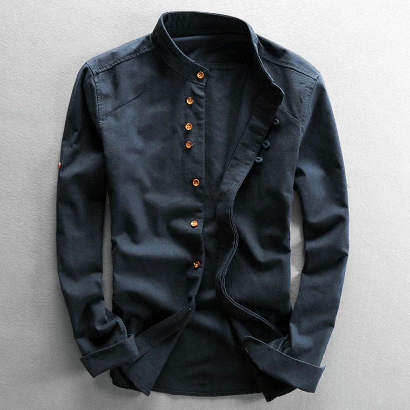 Liam | Casual Men's Shirt with Stand-Up Collar
