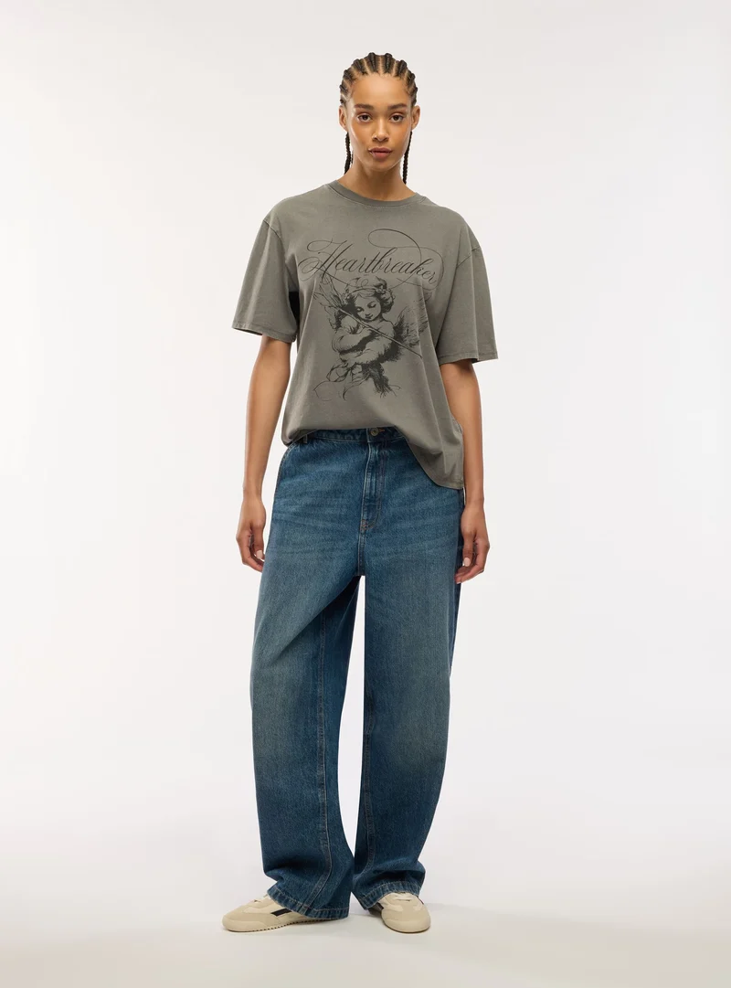 Jeans baggy a tinta unita