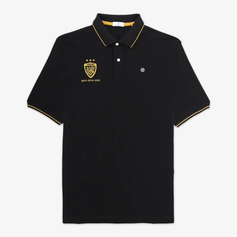 Polo manches courtes 100% coton noir RCT Triplé Coupe d'Europe Toulon Champion