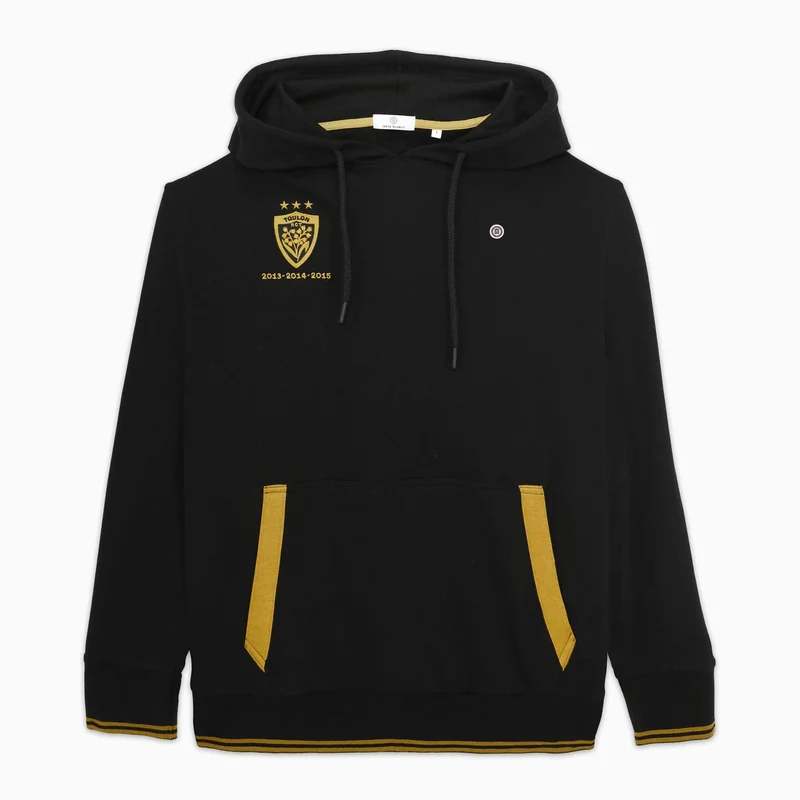 Sweat à capuche 100% coton noir RCT Triplé Coupe d'Europe Toulon Champion