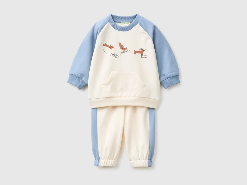Completino in felpa color block