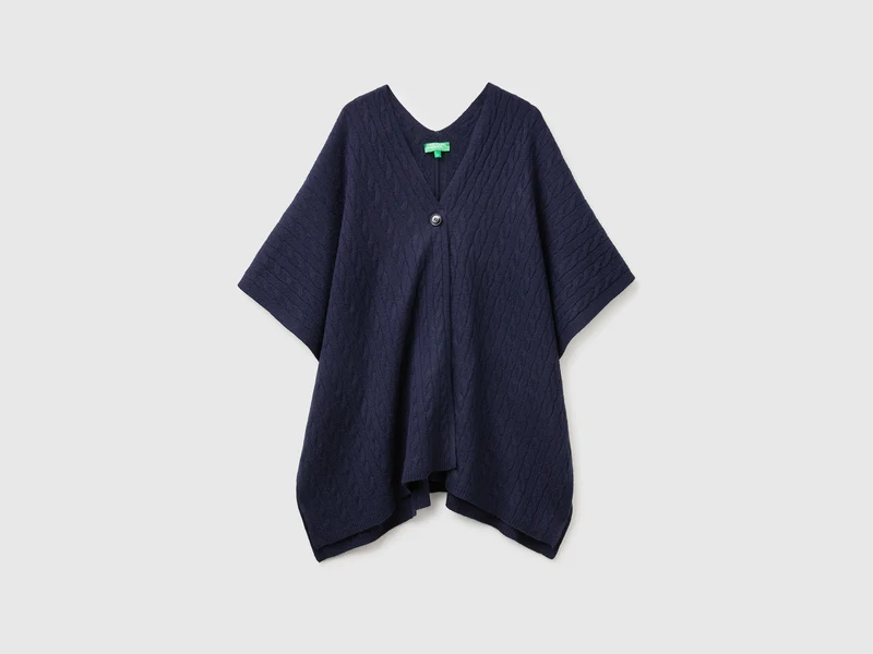 Mantella con trecce in misto cashmere