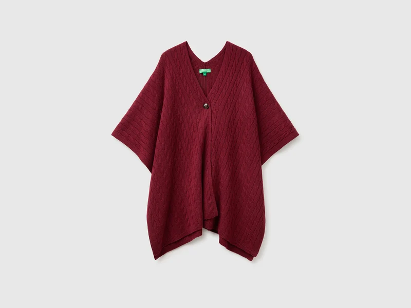 Mantella con trecce in misto cashmere