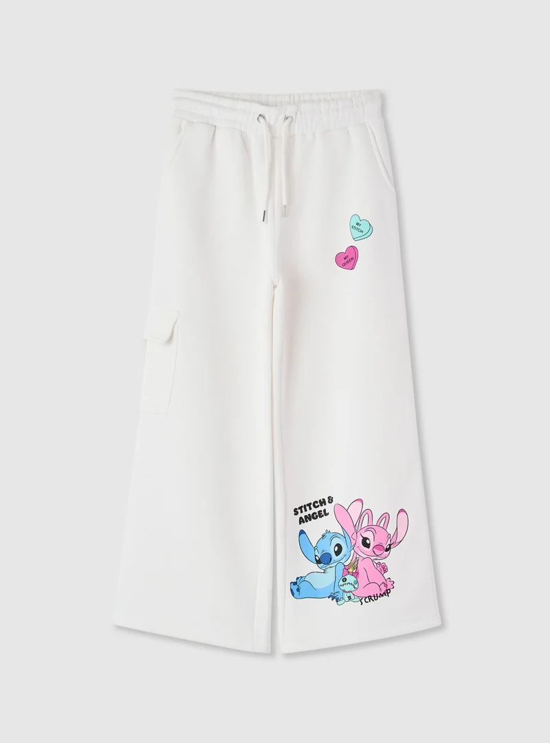 Pantaloni tuta maxi con stampa Stitch