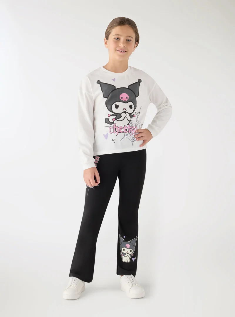 Leggings flare da bambina con stampa Kuromi® e scritta