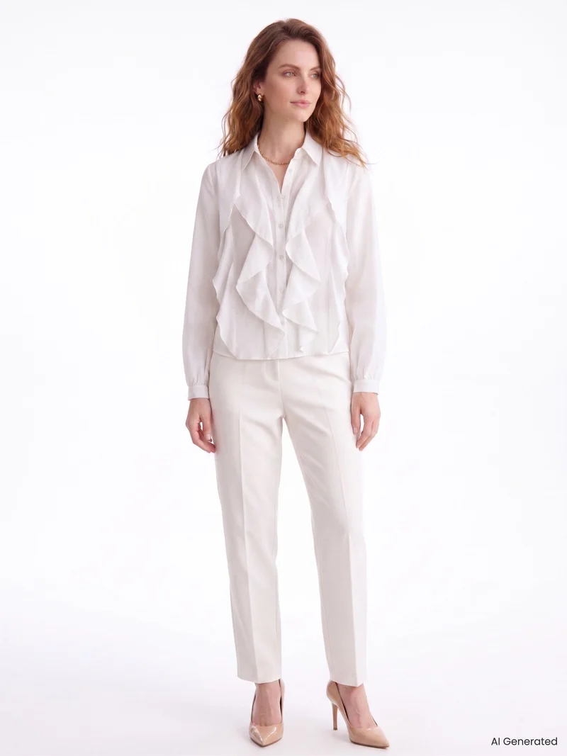 Camicia con Rouches Bianco Panna