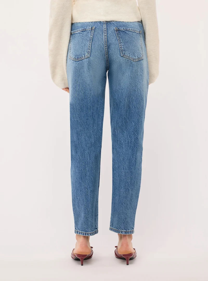 Jeans mom fit a tinta unita