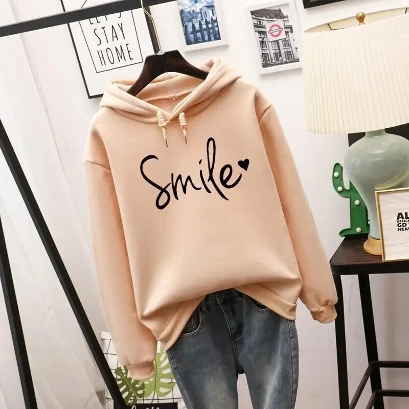 Lucy | Women's Cheerful Cozy Smile Graphic Hoodie